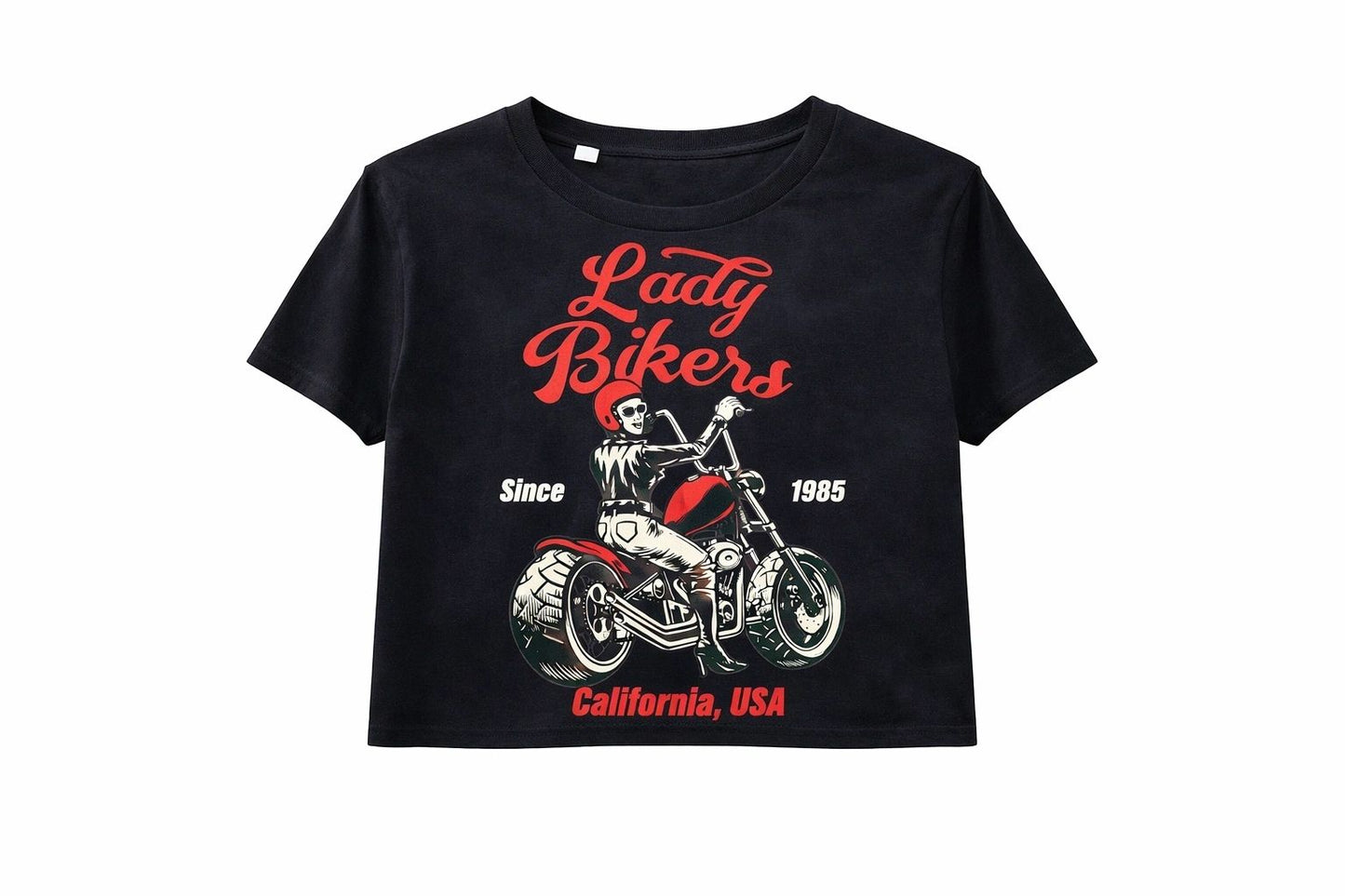Black Biker Print Crop Top