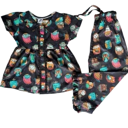 Black Owl Print Coord Set