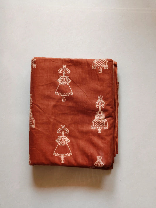 Brown with white Print Cotton 60x60 Fabric