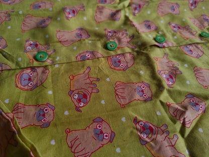 Kids Olive Puppy Print Cotton Night Suit