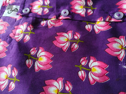 Girls Purple Floral Cotton Co-Ord Set