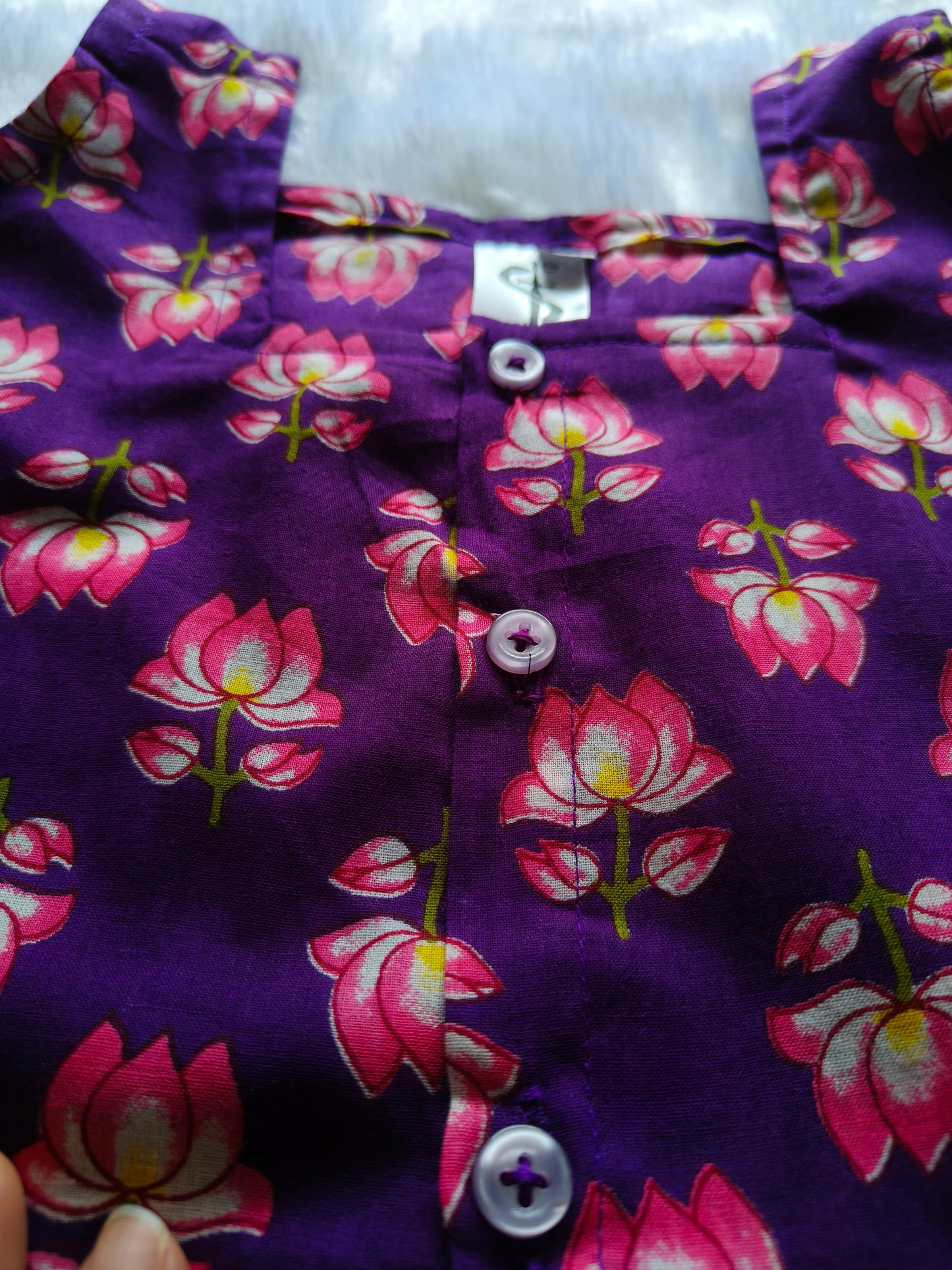 Girls Purple Floral Cotton Co-Ord Set