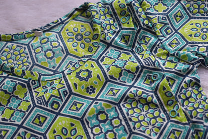 Kids Print Green Kurta Dhoti Set