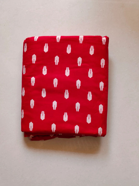 Red Bottom Print Cotton 60x60 Fabric
