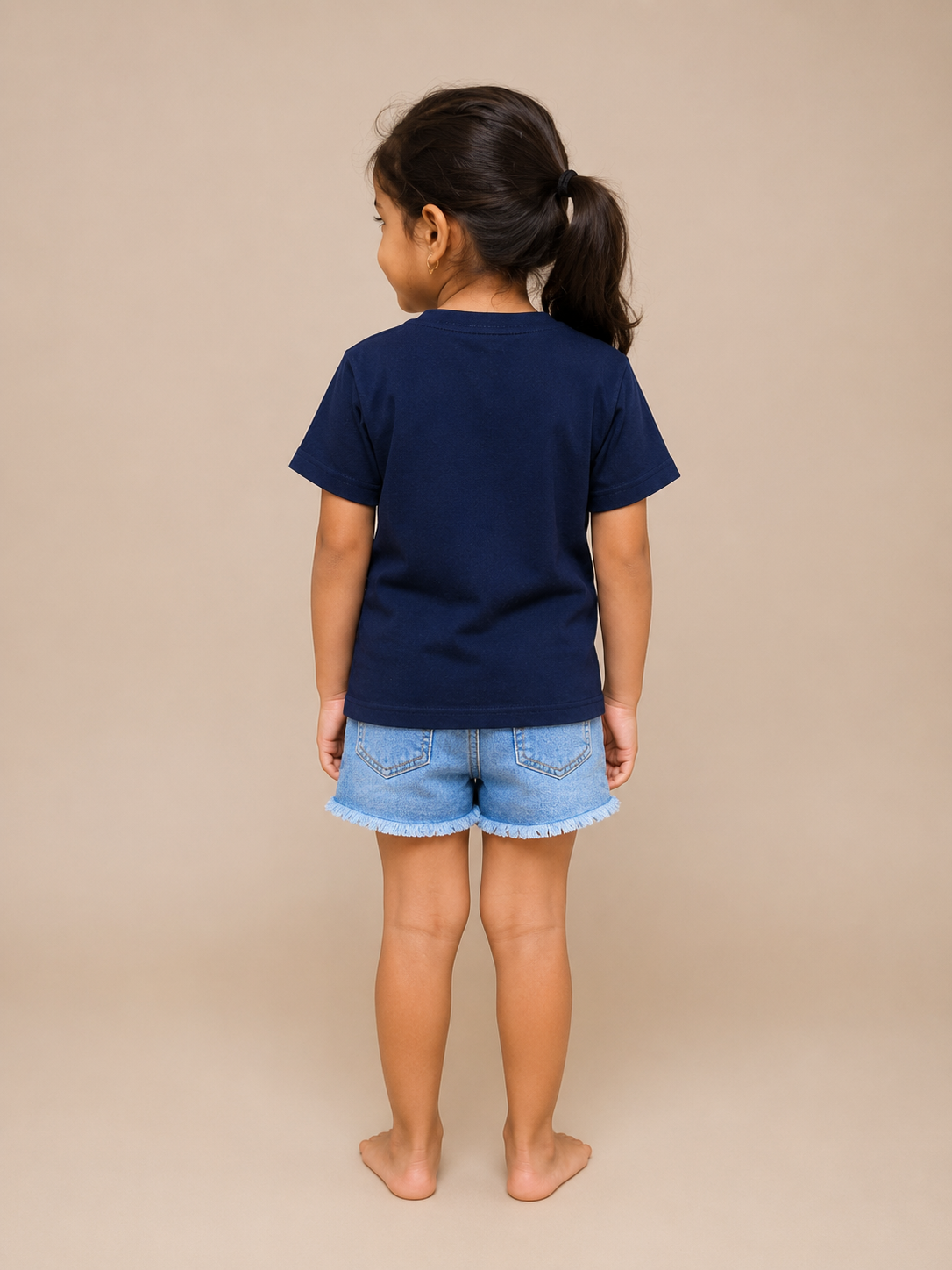 Kids Plain Cotton T-Shirt (Navi Blue)
