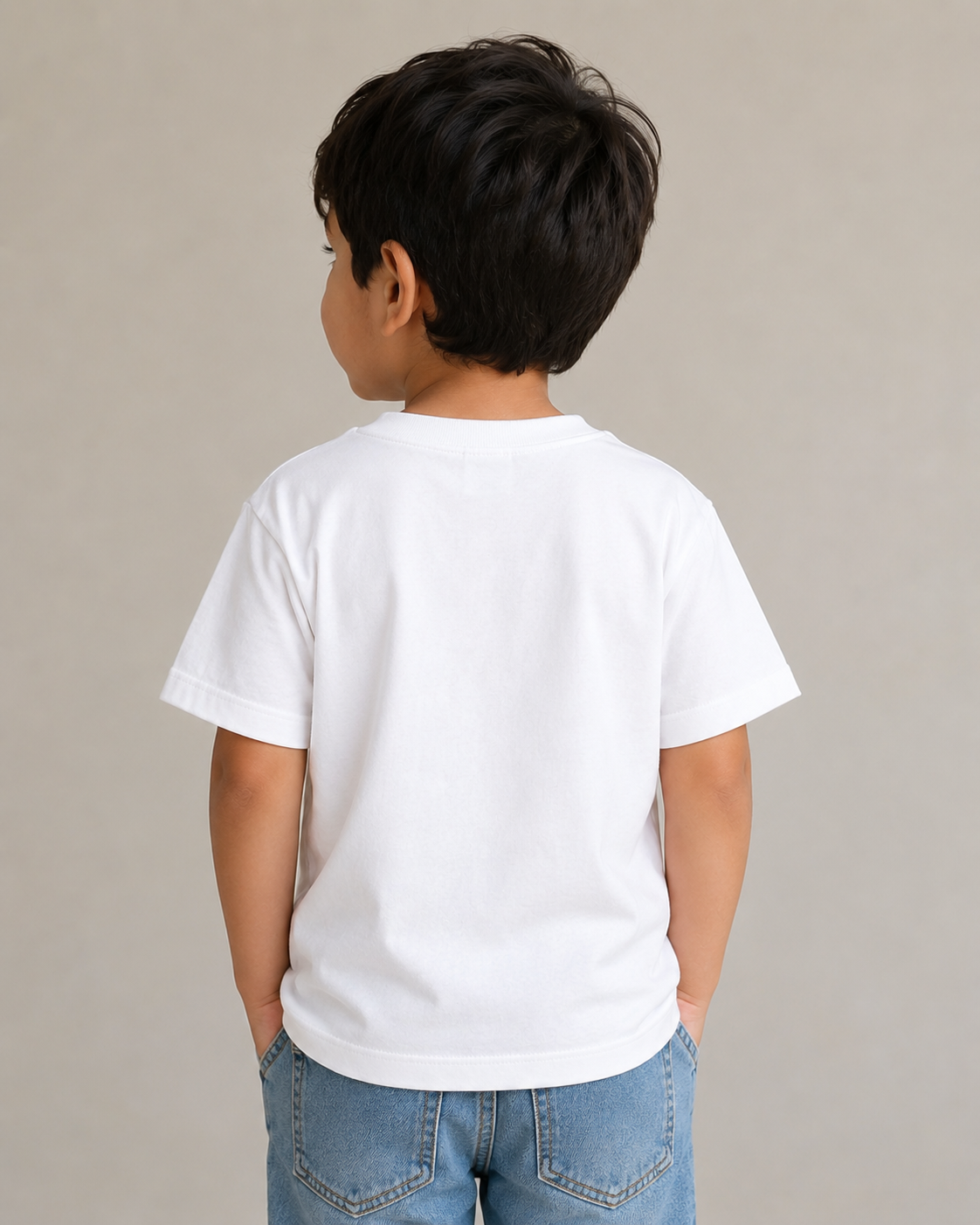 Kids Plain Cotton T-Shirt (White)