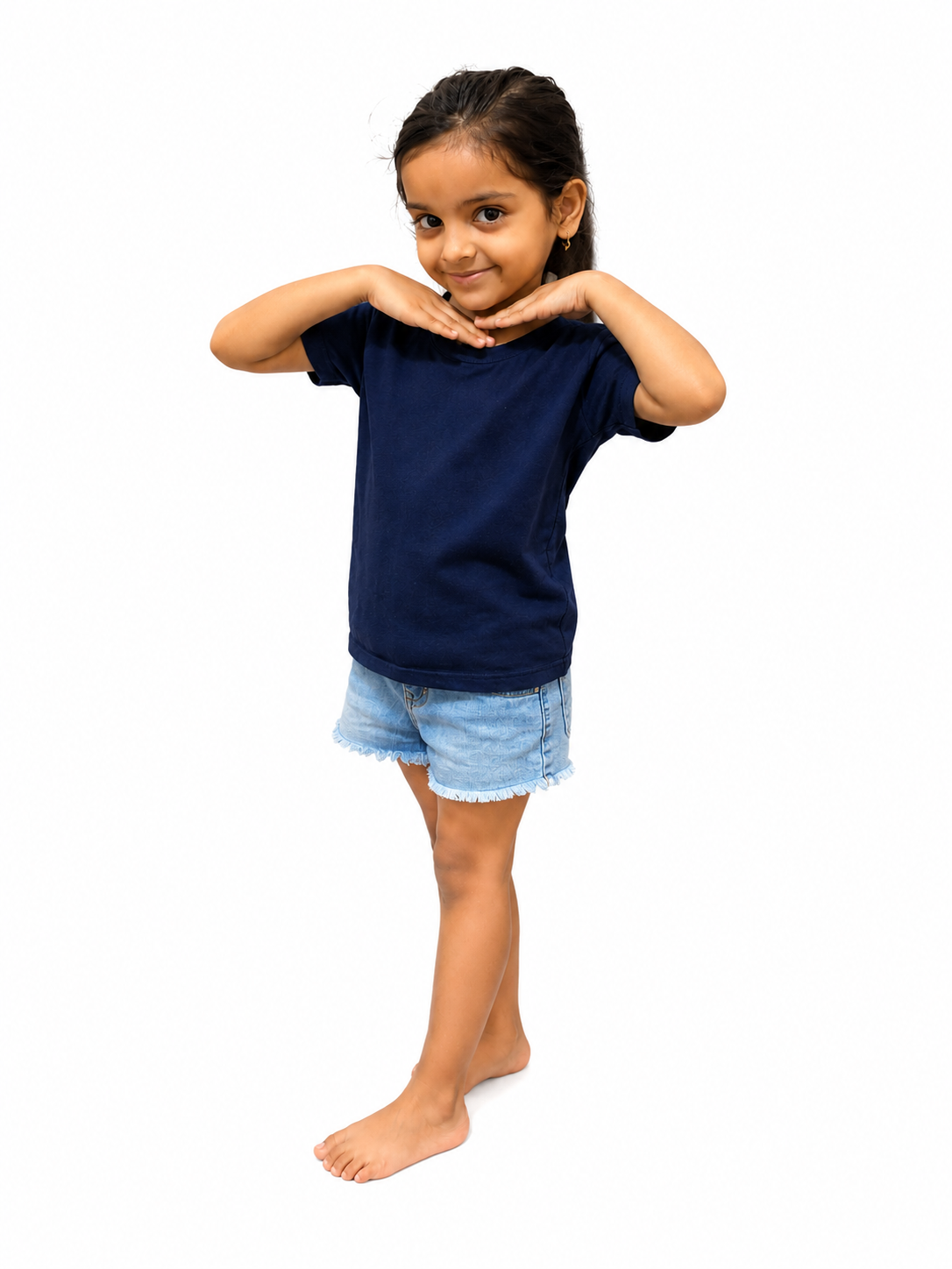 Kids Plain Cotton T-Shirt (Navi Blue)