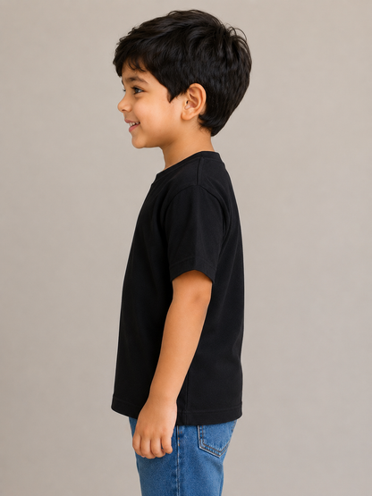 Kids Plain Cotton T-Shirt (Black)