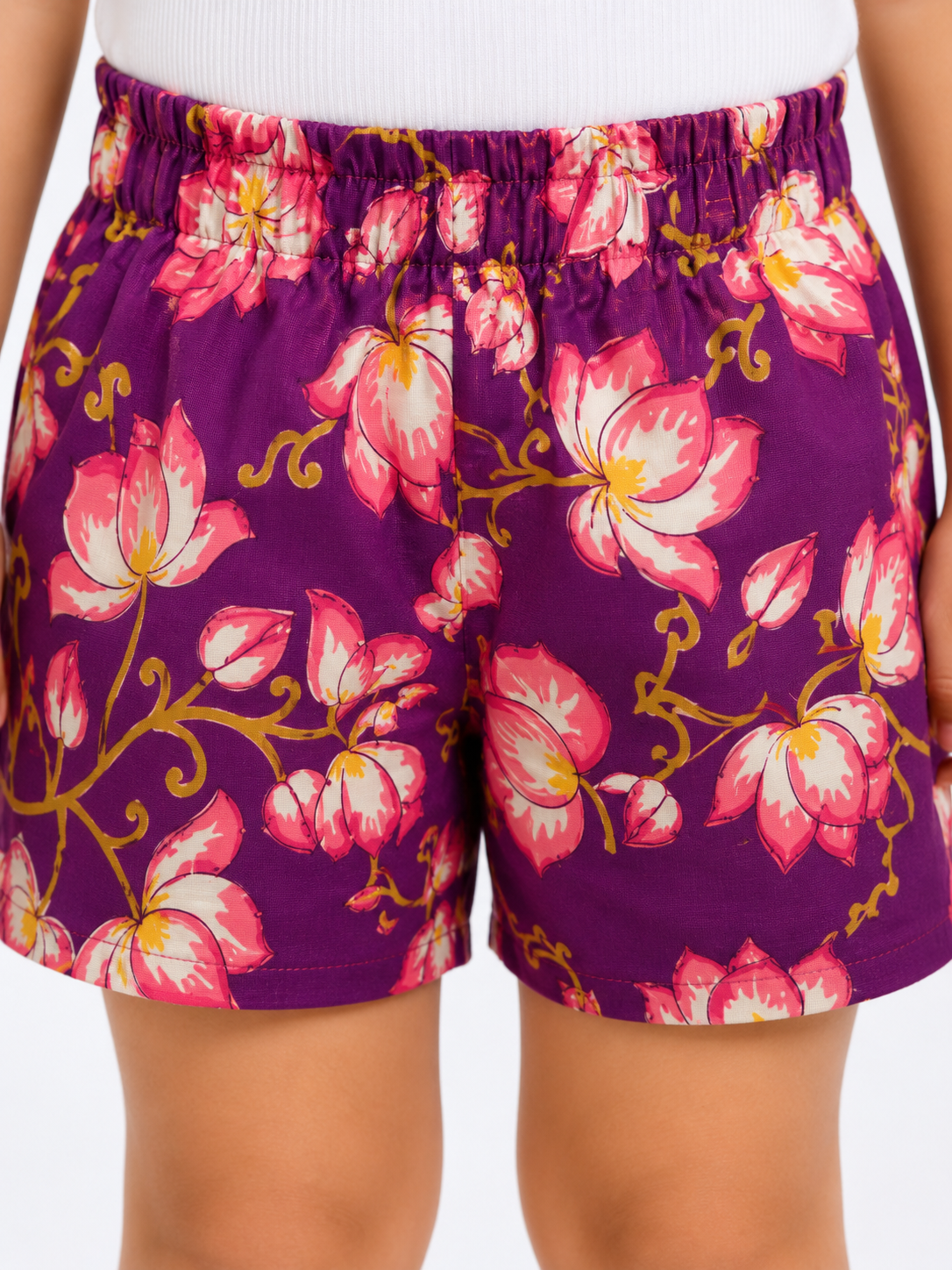 Girls Purple Floral Cotton Co-Ord Set