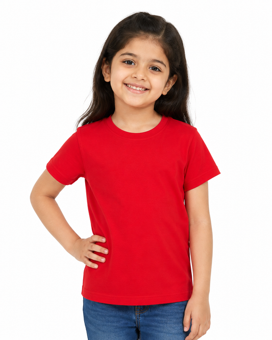 Kids Plain Cotton T-Shirt (Red)
