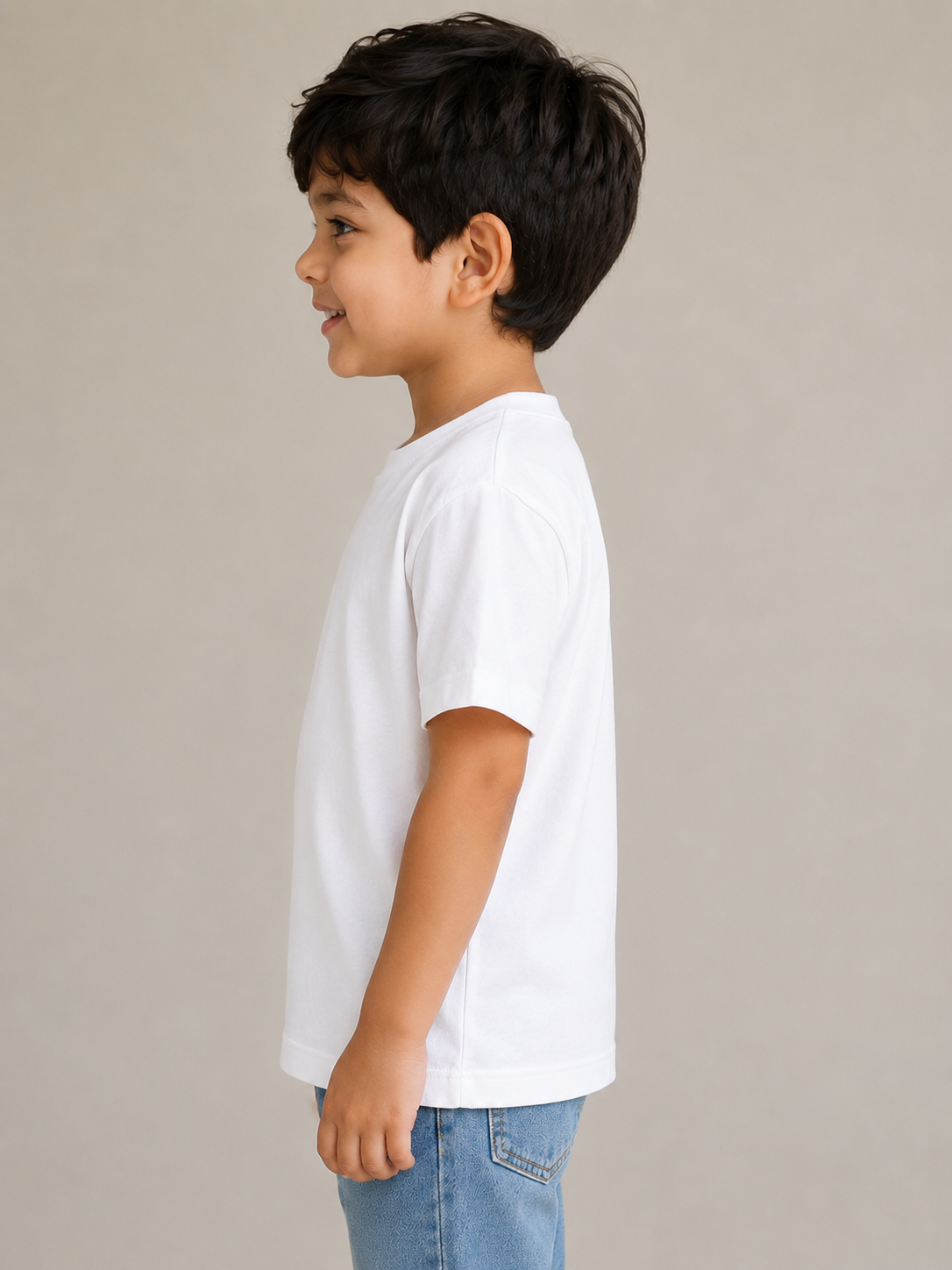Kids Plain Cotton T-Shirt (White)