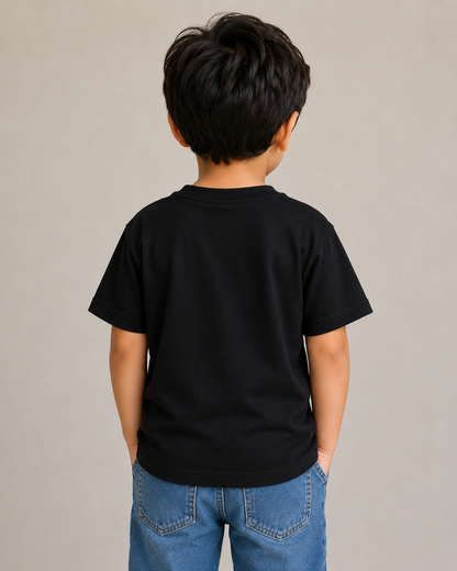 Kids Plain Cotton T-Shirt (Black)