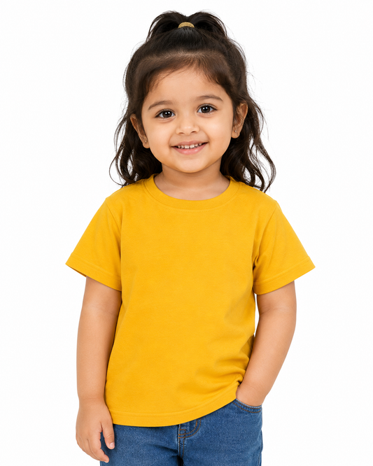 Kids Plain Cotton T-Shirt (Yellow)